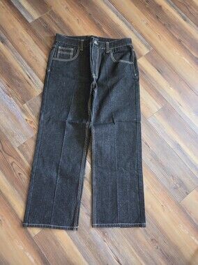 Men's Straight-Leg Jeans in Dark Black Wash Size 34 By Parker Jeans